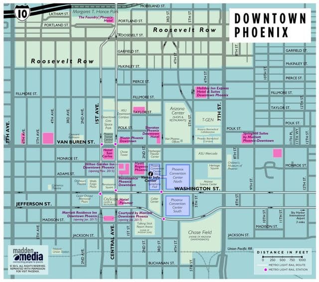 Mappa del centro di Phoenix