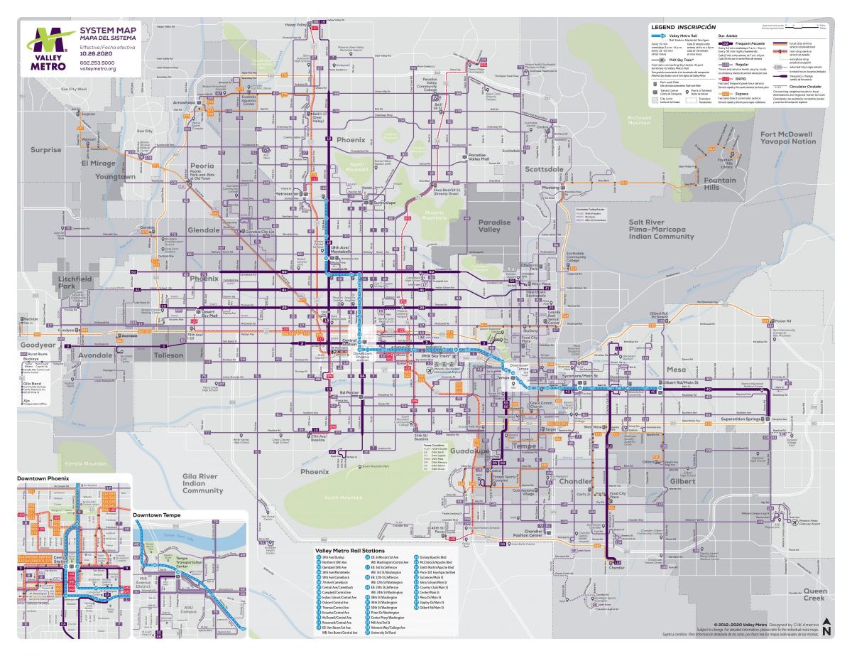 Mappa dei trasporti di Phoenix