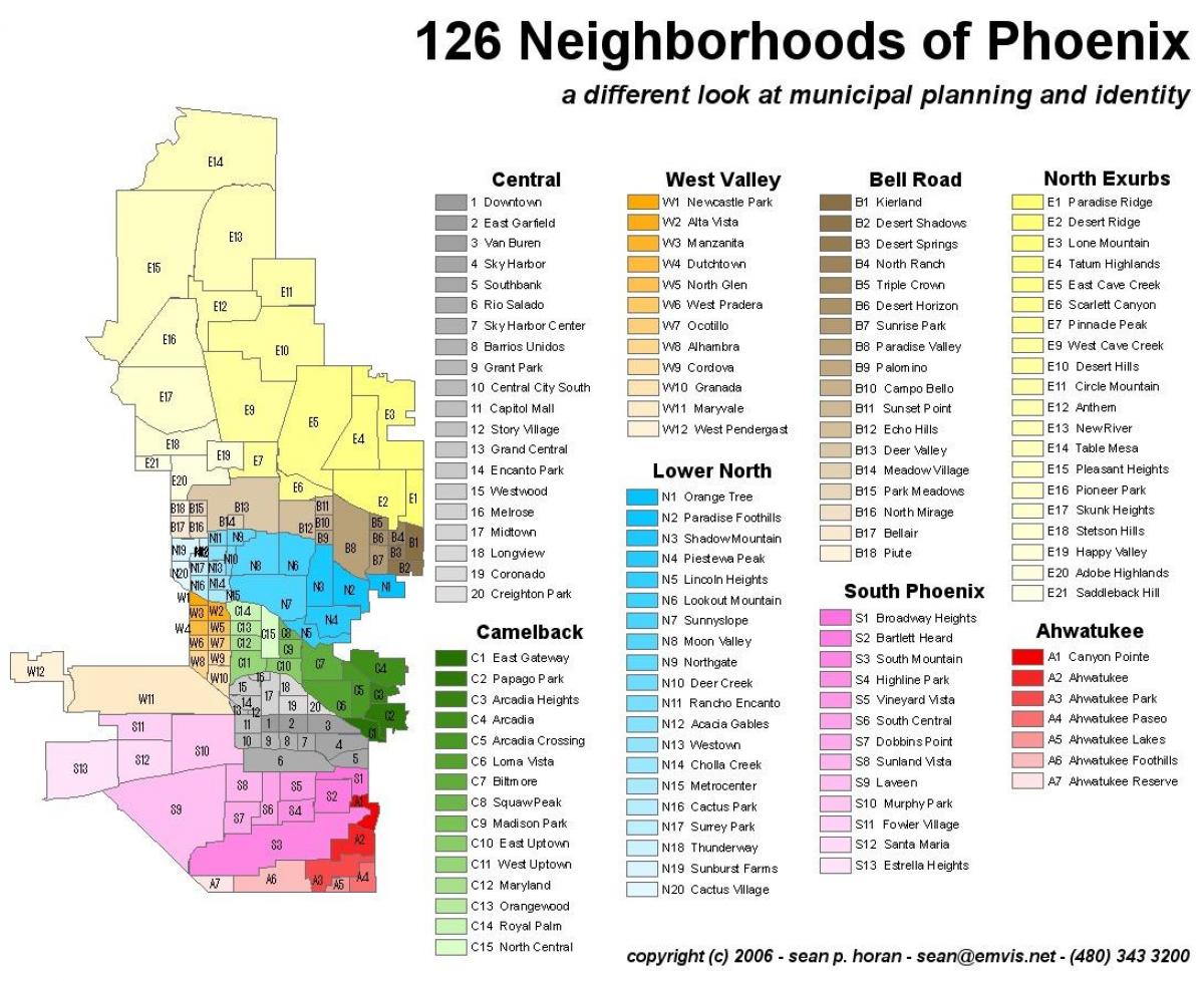 Mappa dei quartieri di Phoenix
