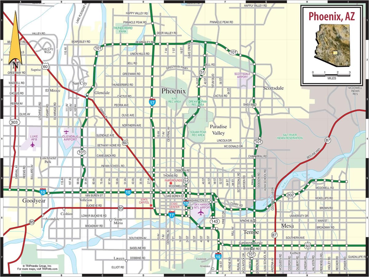 Mappa delle strade di Phoenix