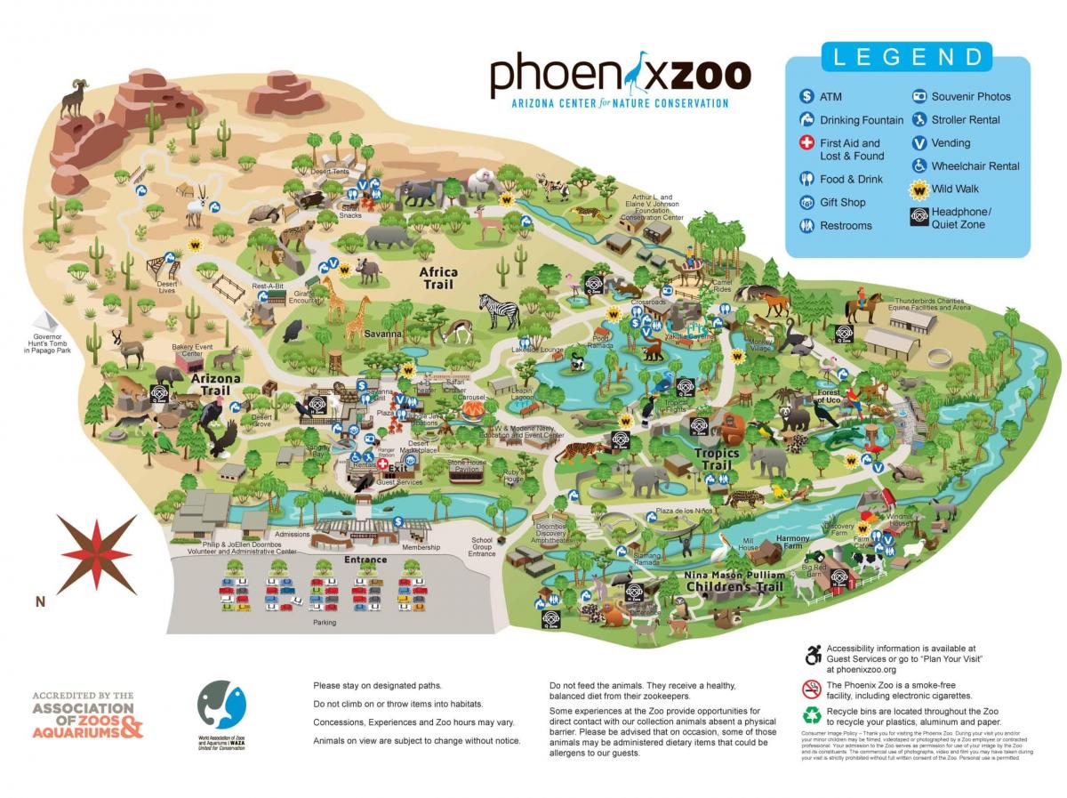 Mappa del parco dello zoo di Phoenix